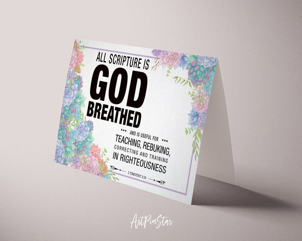 All scripture is god breathed and is useful for teaching Bible Verse Customized Greeting Card