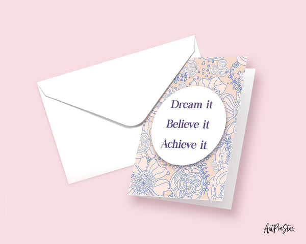 Dream it Believe it Achieve it Tony Robbins Inspirational Quote Customized Greeting Cards