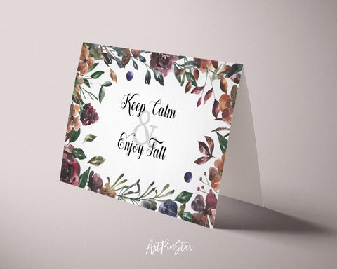 Keep calm and enjoy fall Flower Quote Customized Gift Cards