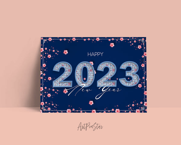 Happy New Year 2023 Flower New Year Customized Greeting Card