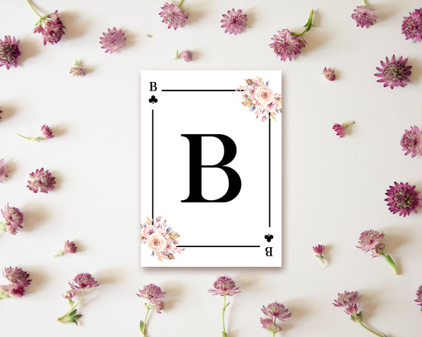 Boho Floral Bouquet Initial Flower Letter B Clover Monogram Note Cards