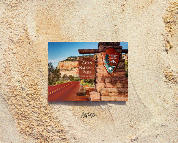 Entrance Sign Zion National Park, Utah Landscape Custom Greeting Cards