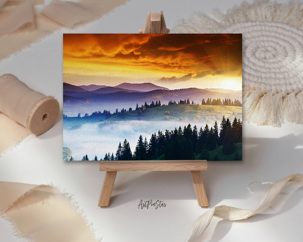 Majestic Mountains Sunset Overcast Sky before Storm, Carpathian, Ukraine, Europe Landscape Custom Greeting Cards