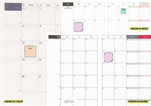 Monthly Sticky Note Planner Sticker, A6 Pink