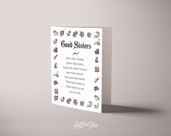 Good Sisters share their dreams Motivational Quote Customized Greeting Cards
