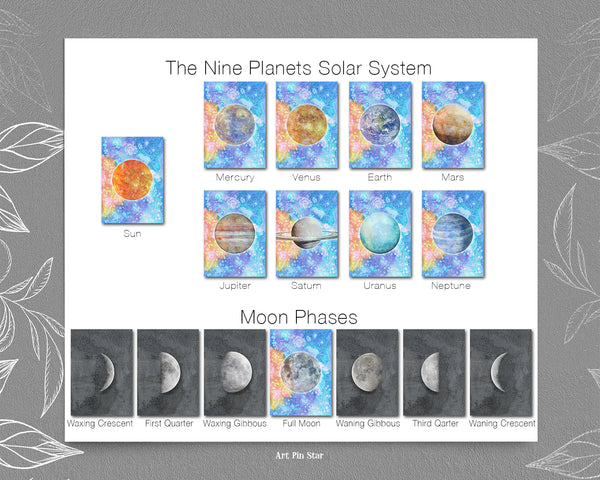 Moon Moon Phases Watercolor Galaxy Space Customizable Greeting Card