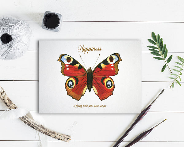 Happinessis flying with your own wings Butterfly Animal Greeting Cards