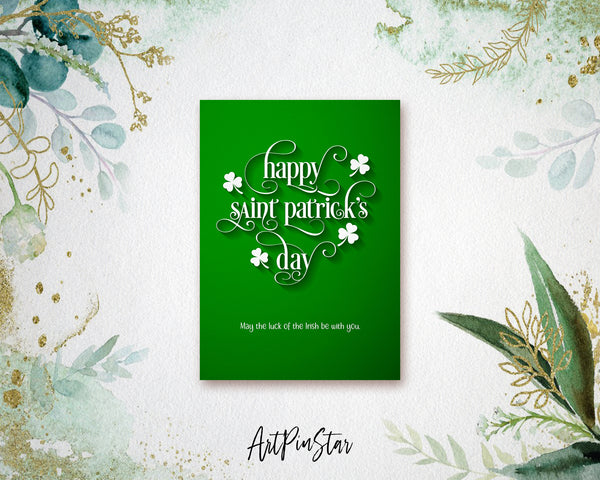 May the luck of the Irish be with you St. Patricks Day Personalized Gifts Card - ArtPinStar.com
