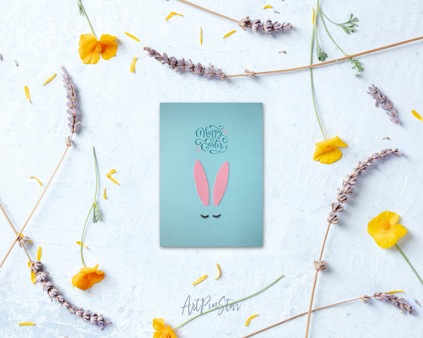 Easter Pink Bunny Ears Customized Greeting Card