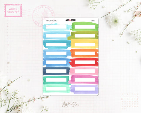Watercolor Highlight Label Planner Sticker, Free
