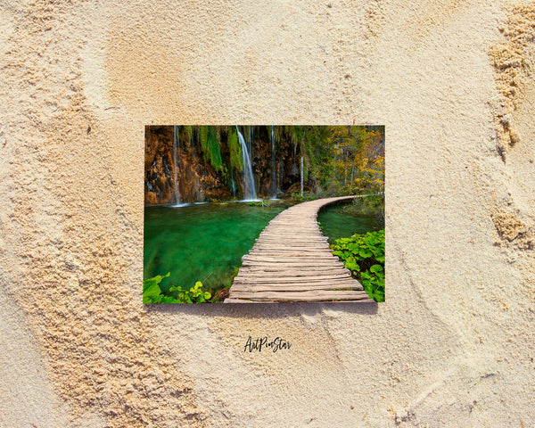 Wooden Path in the Plitvice Lakes National Park Croatia, Europe Landscape Custom Greeting Cards