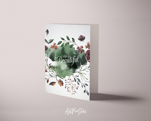 Life is beautiful Flower Quote Customized Gift Cards