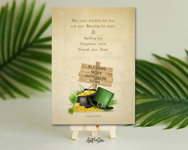May your troubles be less St. Patricks Day Personalized Gifts Card - ArtPinStar.com