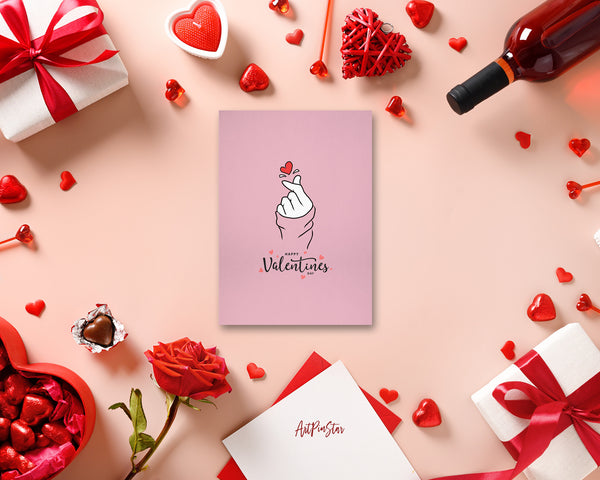 Valentine's Day Finger Heart Love Sign Customized Greeting Card