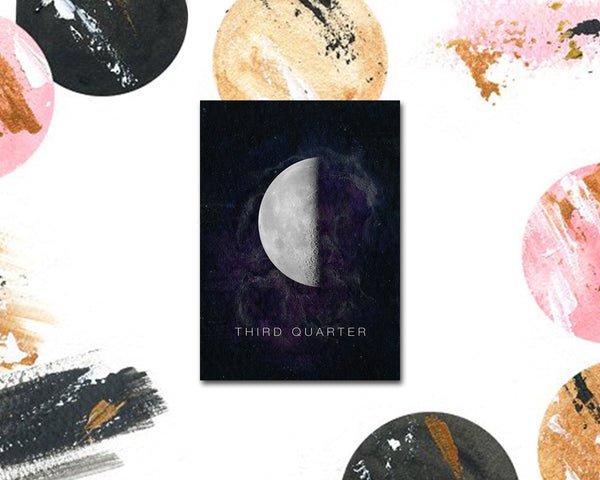 Third Quarter Moon Phases Universe Space Customizable Greeting Card