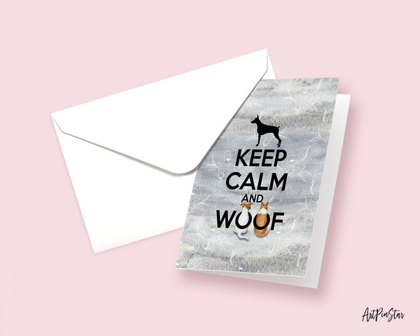 Keep calm and woof Motivational Quote Customized Greeting Cards