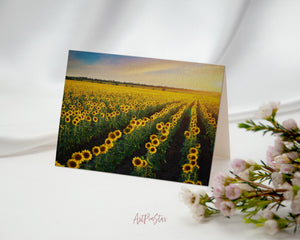 Field of Sunflowers Landscape Custom Greeting Cards
