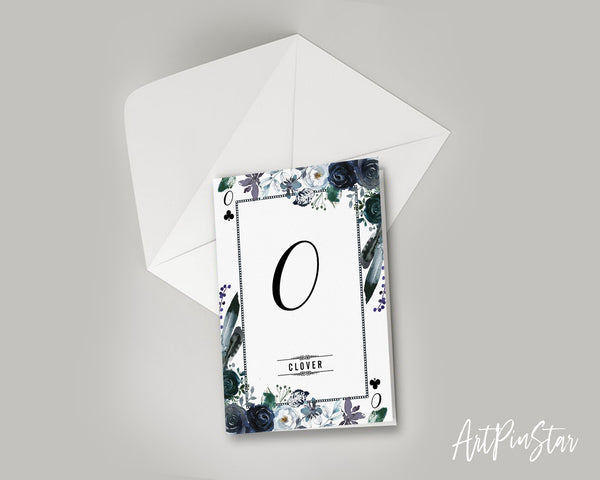 Watercolor Floral Flower Bouquet Initial Letter O Clover Monogram Note Cards