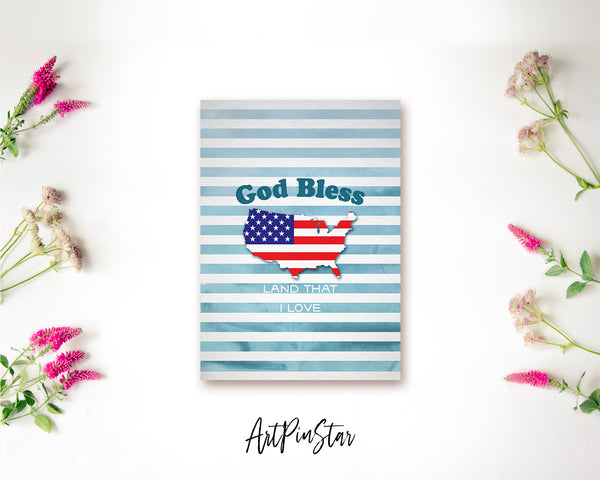 God bless America land that I love Bible Verse Customized Greeting Card