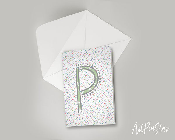 Alphabet Forest Letter P Animal Monogram Note Cards