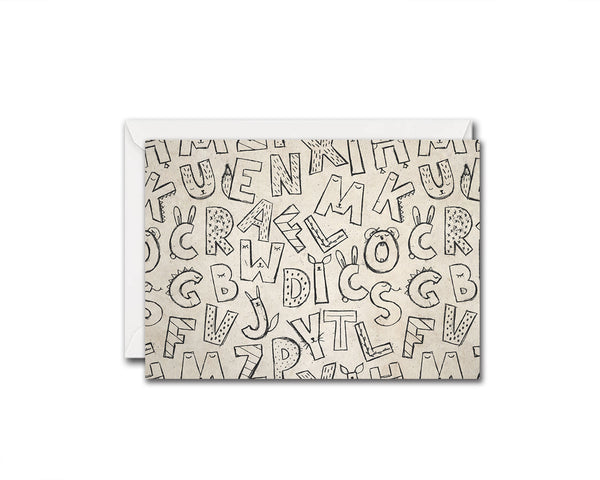 Alphabet Animal Letter Pattern A-Z Line Monogram Note Cards