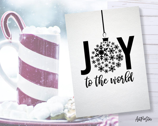 Joy to the world Black & White Personalized Holiday Greeting Card Gifts