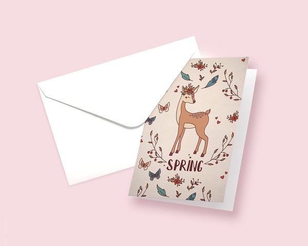 Spring Deer Animal Greeting Cards