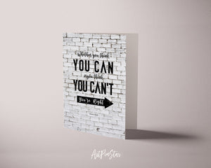 Whether you think you can Henry Ford Motivational Customized Greeting Card
