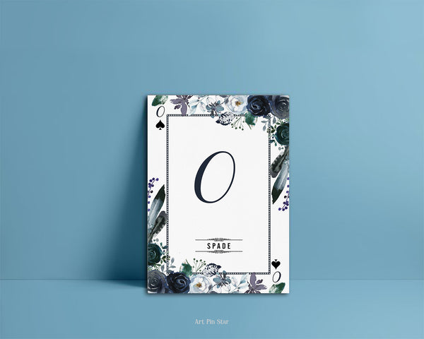Watercolor Floral Flower Bouquet Initial Letter O Spade Monogram Note Cards
