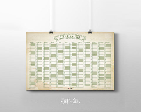 2023 Yearly Vintage Customizable Year Planner at a Glance Wall Calendar