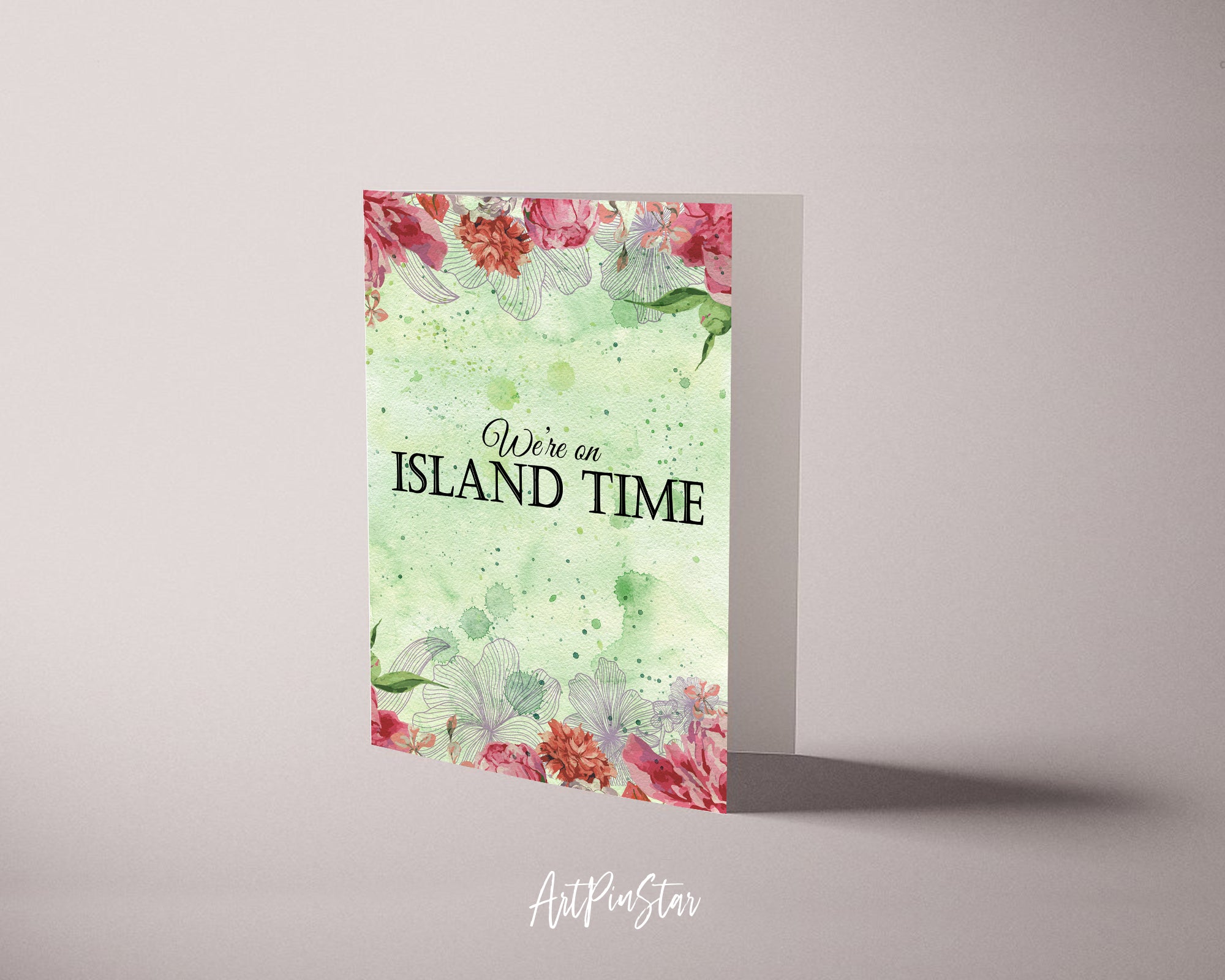 We're on island time Happiness Quote Customized Greeting Cards