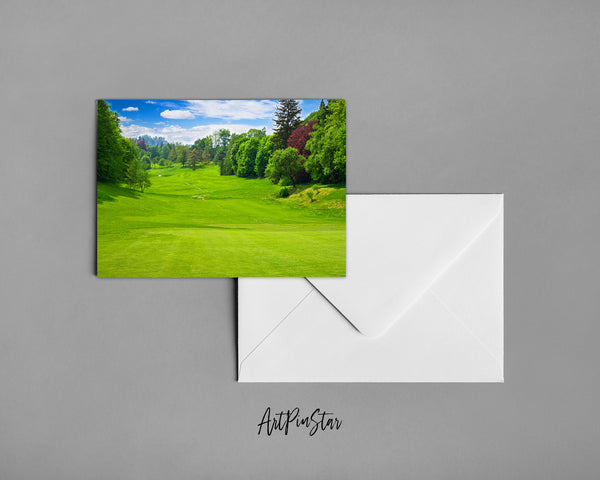 European Golf Course Landscape Custom Greeting Cards