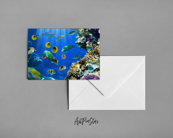 Tropical Fish In a Coral Reef Landscape Custom Greeting Cards