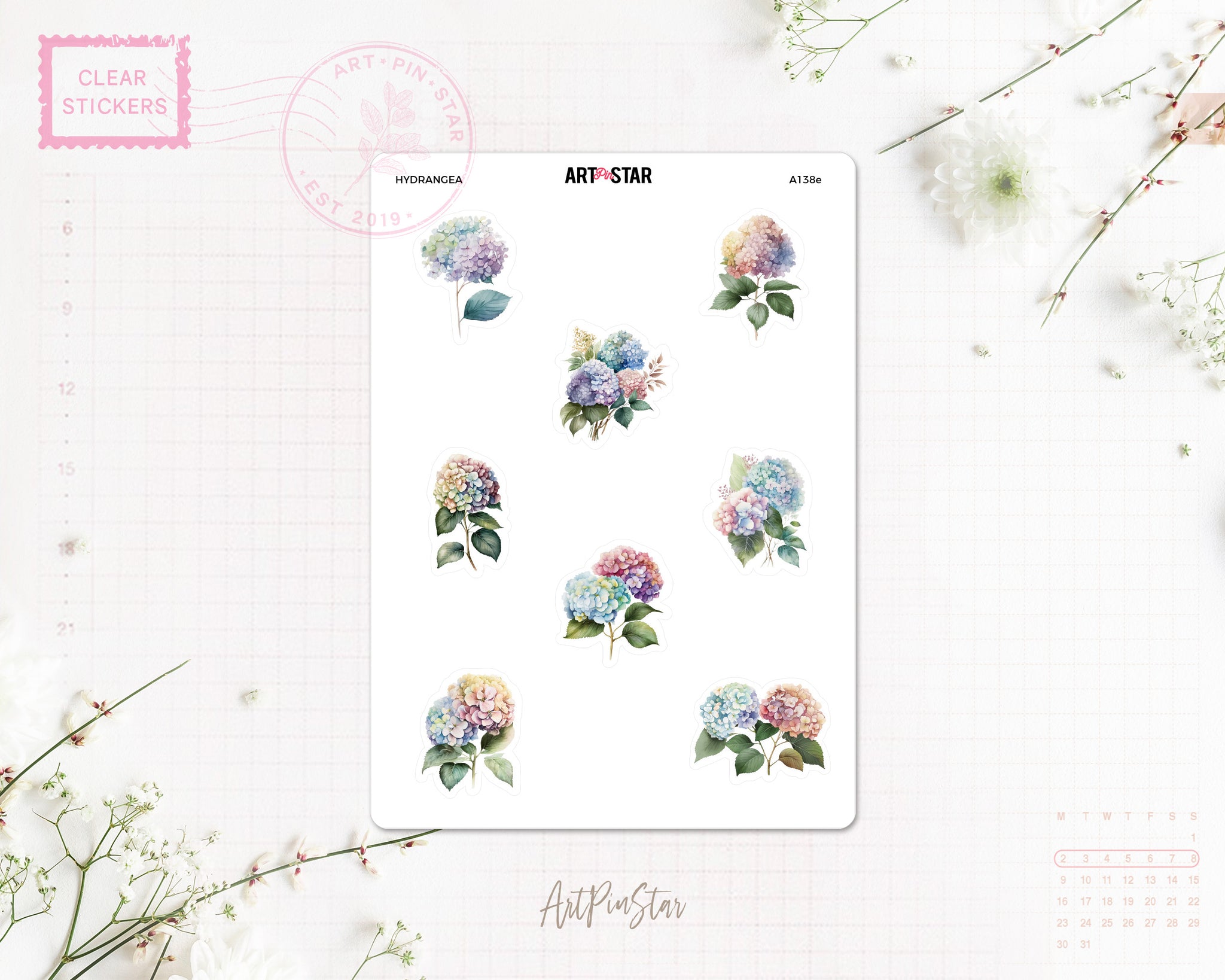 Flower Bouquet Planner Sticker, Hydrangea