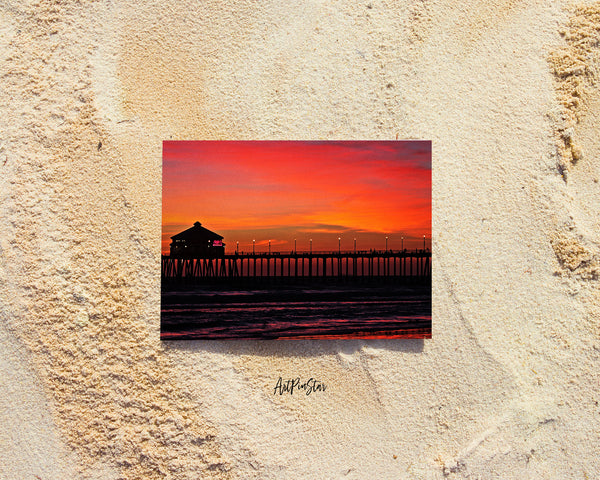 Huntington Beach Silhouettes Sunset, California Landscape Custom Greeting Cards