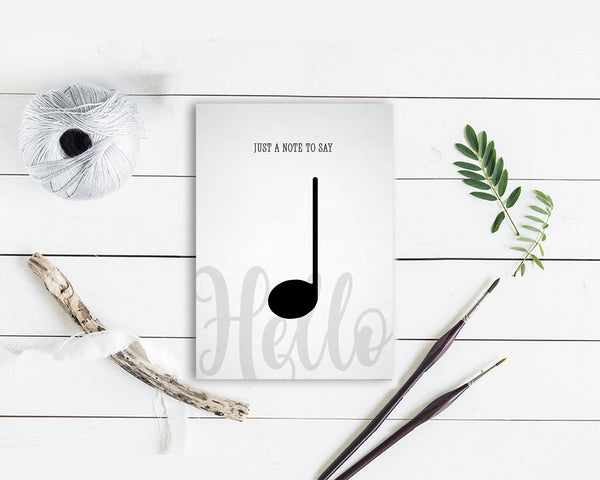 Just a note to say Hello Quarter Note Quarter Note Music Gift Ideas Customizable Greeting Card