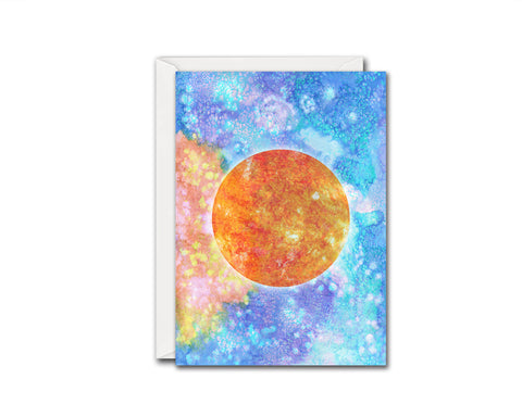 Sun Planet Watercolor Galaxy Space Customizable Greeting Card