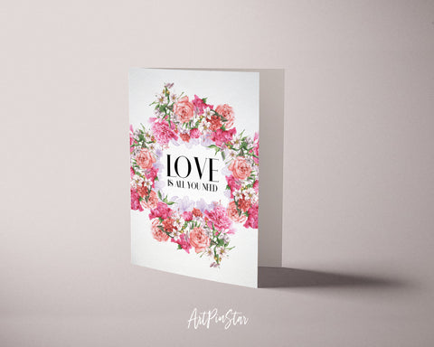 Love Is All You Need Happiness Quote Customized Greeting Cards