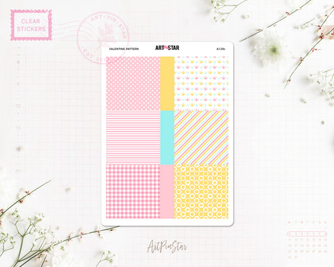 Valentine Pattern Mini Fullbox Planner Sticker, A5
