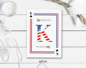 American Flag Letter K Spade Monogram Note Cards