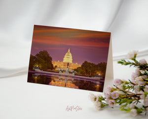 Capitol Building Sunset Congress, Washington DC Landscape Pattern Greeting Cards