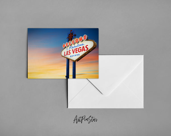 Entrance Sign at Sunset, Las Vegas Landscape Custom Greeting Cards