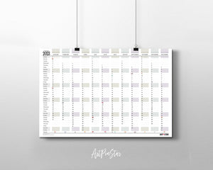 2023 Yearly Pastel Customizable Year Planner at a Glance Wall Calendar