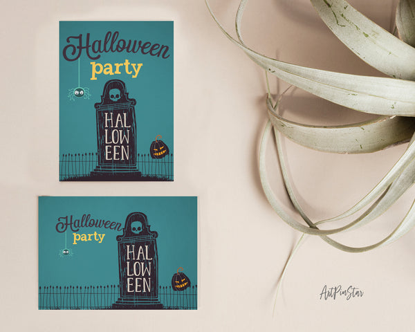 Halloween Party Tombstone Custom Holiday Greeting Cards