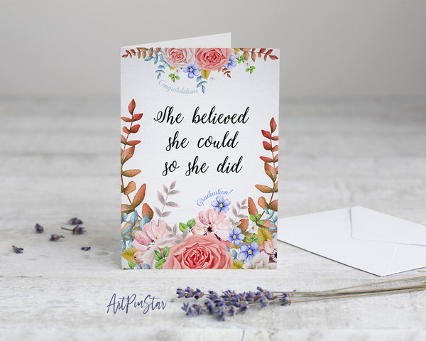 Personalized Graduation Achievement Gift Cards - She believed she could so she did Graduation