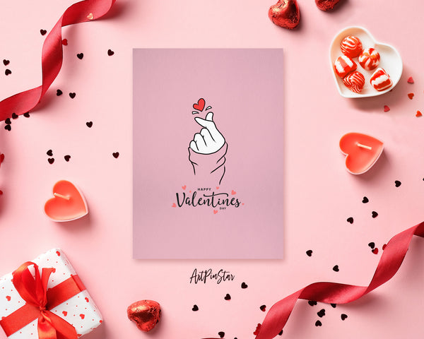 Valentine's Day Finger Heart Love Sign Customized Greeting Card