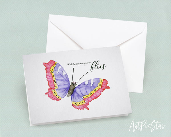 With brave wings she flies Butterfly Animal Greeting Cards