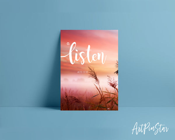 Listen Acts 13:16 Bible Verse Customized Greeting Card