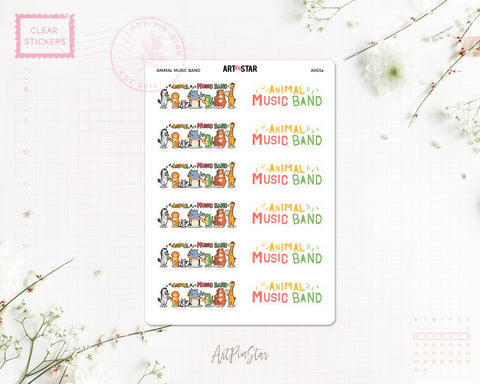 Music Animal Band Planner Sticker, A5