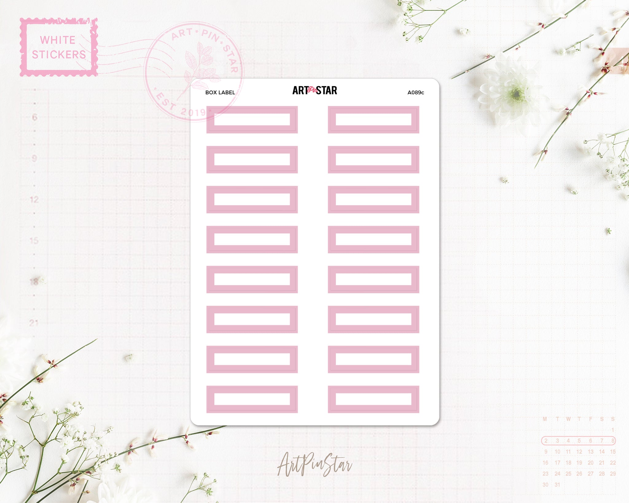 Box Label Planner Sticker, Pink